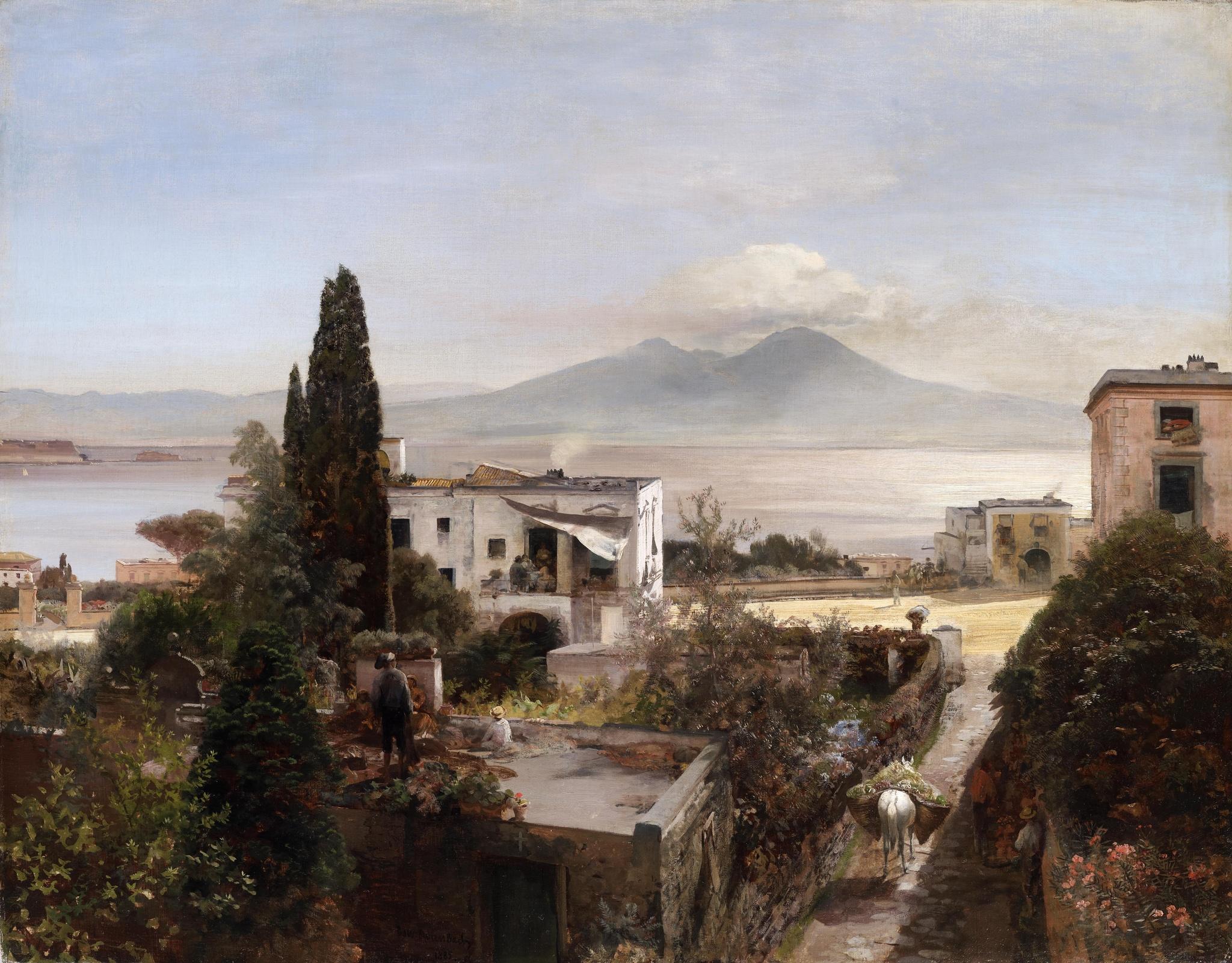 View of the Bay of Naples with Vesuvius, at Sunset